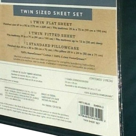 brand new EMERALD GREEN Heartland 400 TC 100% Cotton Sateen Weave TWIN Sheet Set - Picture 4 of 5